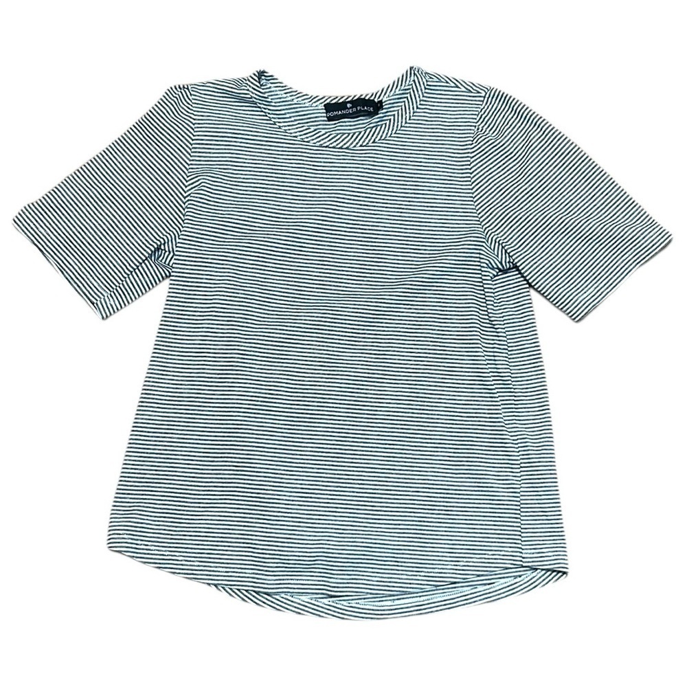 Pomander Place Tuckernuck Striped T-Shirt Black White Size Small 100% Cotton‎